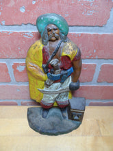 Load image into Gallery viewer, PIRATE TREASURE CHEST SWORD GUN ALBANY FOUNDRY Antique Cast Iron Doorstop Statue