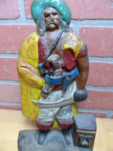 Load image into Gallery viewer, PIRATE TREASURE CHEST SWORD GUN ALBANY FOUNDRY Antique Cast Iron Doorstop Statue