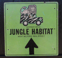 Load image into Gallery viewer, WARNER BOS JUNGLE HABITAT West Milford NJ Original Old 1970s Amusement Park Sign