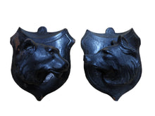 Load image into Gallery viewer, 2 GAME ANIMAL HEADS HUNTING PLAQUE TROPHY MOUNTS Black Forest Wooden Style
