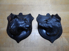 Load image into Gallery viewer, 2 GAME ANIMAL HEADS HUNTING PLAQUE TROPHY MOUNTS Black Forest Wooden Style