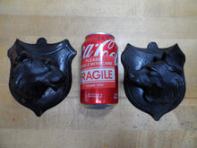 Load image into Gallery viewer, 2 GAME ANIMAL HEADS HUNTING PLAQUE TROPHY MOUNTS Black Forest Wooden Style