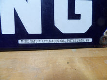 Load image into Gallery viewer, NO SMOKING MINE SAFETY APPLIANCES Co PITTSBURGH PA Original Old Sign Cobalt Blue