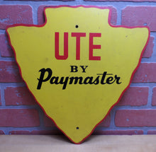 Load image into Gallery viewer, UTE by PAYMASTER Original Old Advertising Sign Figural Arrowhead Utility Vehicle