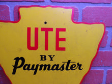 Load image into Gallery viewer, UTE by PAYMASTER Original Old Advertising Sign Figural Arrowhead Utility Vehicle