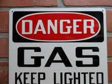 Load image into Gallery viewer, DANGER GAS KEEP LIGHTED CIGARS AND CIGS AWAY Original Old NOS Sign Stonehouse