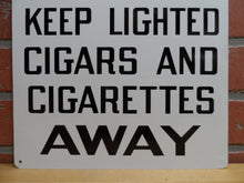 Load image into Gallery viewer, DANGER GAS KEEP LIGHTED CIGARS AND CIGS AWAY Original Old NOS Sign Stonehouse