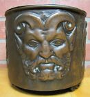 Load image into Gallery viewer, Devils Heads Old Planter Pot Brass Bronze High Relief Decorative Arts Four Faces