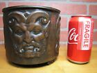 Load image into Gallery viewer, Devils Heads Old Planter Pot Brass Bronze High Relief Decorative Arts Four Faces