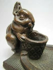 Load image into Gallery viewer, ARTBRONZ BUNNY RABBIT BASKET Antique Bronze Clad Tray KBW Decorative Arts