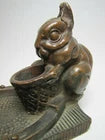 Load image into Gallery viewer, ARTBRONZ BUNNY RABBIT BASKET Antique Bronze Clad Tray KBW Decorative Arts