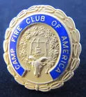 Load image into Gallery viewer, CAMP FIRE CLUB OF AMERICA Antique Pin Ornate Detail Gold Gilt Campfire Scene