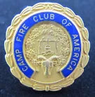 Load image into Gallery viewer, CAMP FIRE CLUB OF AMERICA Antique Pin Ornate Detail Gold Gilt Campfire Scene