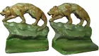 Load image into Gallery viewer, TIGER BIG CAT Prowling Crouching in Landscape Cast Iron Decorative Arts Bookends