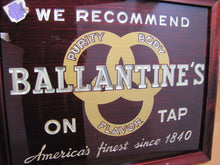 Load image into Gallery viewer, BALLANTINE'S ON TAP Old Reverse Glass Sign Bevel Wood Frame Bar Pub Tavern