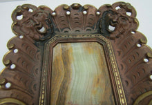 Load image into Gallery viewer, 19c CARPE DIEM Ernst Zimmerman BRONZE & ONYX Tray Evil Men Devil Monster Heads
