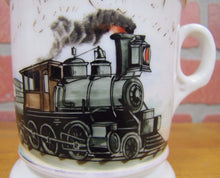 Load image into Gallery viewer, 19c TRAIN CONDUCTOR RR SMITH BARBER SUPPLIES PHILA Occupational Shaving Mug