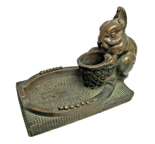 Load image into Gallery viewer, ARTBRONZ BUNNY RABBIT BASKET Antique Bronze Clad Tray KBW Decorative Arts