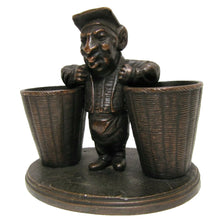 Load image into Gallery viewer, Man with Baskets Old Figural Match Holders Double Matchstick Striker Art