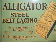 Load image into Gallery viewer, ALLIGATOR STEEL BELT LACING Original Old Advertising Sign Amer Can Co ILL USA
