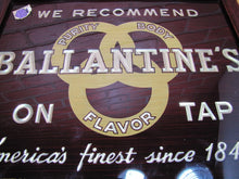Load image into Gallery viewer, BALLANTINE'S ON TAP Old Reverse Glass Sign Bevel Wood Frame Bar Pub Tavern