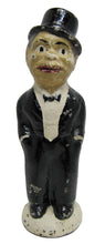 Load image into Gallery viewer, 1930s CHARLIE McCARTHY Doorstop Solid Cast Iron Feed Me I Save RHTF Promo Proto