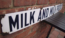 Load image into Gallery viewer, MILK AND MILK PRODUCTS Original Old Porcelain Sign PRESTON SUPPLY Dairy Farm Ad