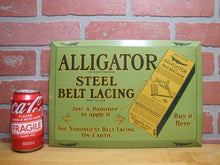 Load image into Gallery viewer, ALLIGATOR STEEL BELT LACING Original Old Advertising Sign Amer Can Co ILL USA