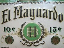 Load image into Gallery viewer, EL MAYNARDO BH HAVANA CIGAR BALLARD HOLLIDAY Antique Sign Parker Dec Co Balto Md
