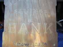 Load image into Gallery viewer, CENTRAL SAVINGS BANK Antique Sign Large Brass Bowed Badge Wood Back LEVY Co NY
