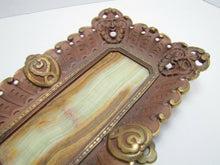 Load image into Gallery viewer, 19c CARPE DIEM Ernst Zimmerman BRONZE & ONYX Tray Evil Men Devil Monster Heads
