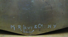 Load image into Gallery viewer, CENTRAL SAVINGS BANK Antique Sign Large Brass Bowed Badge Wood Back LEVY Co NY