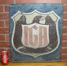 Load image into Gallery viewer, 1920s IGA INDEPENDENT GROCERS ALLIANCE SMALTZ Sign Sand Paint Grocery Store Ad