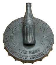 Load image into Gallery viewer, 1940s COCA-COLA SUNDIAL BOTTLE & CAP COKE Advertising Promo Bronze Sign MIAMI