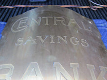 Load image into Gallery viewer, CENTRAL SAVINGS BANK Antique Sign Large Brass Bowed Badge Wood Back LEVY Co NY