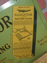 Load image into Gallery viewer, ALLIGATOR STEEL BELT LACING Original Old Advertising Sign Amer Can Co ILL USA