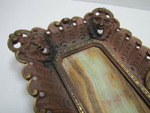 Load image into Gallery viewer, 19c CARPE DIEM Ernst Zimmerman BRONZE & ONYX Tray Evil Men Devil Monster Heads