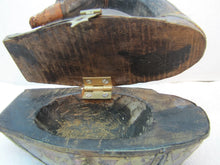 Load image into Gallery viewer, Folk Art Wood Hand Carved Decorated Swan Trinket Box Wood Copper Brass Unique