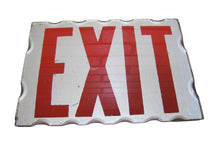 Load image into Gallery viewer, EXIT Sign Antique Chip Scalloped Reverse on Glass Advertising Sign Tin Frame Red Silver
