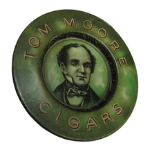 Load image into Gallery viewer, TOM MOORE CIGARS Antique Advertising Tray Tip Card Trinket Ashtray SAVAGE Co NY