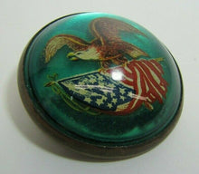Load image into Gallery viewer, Antique Eagle American Flag Bubble Bowed Front Pin Pinback Horse Briddle Ornate