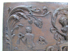 Load image into Gallery viewer, Nude Maiden Dauphin Koi Fish Man Cherub Antique Wooden Carved Art Nouveau Plaque
