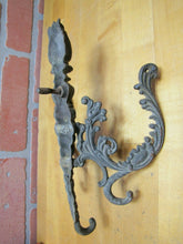 Load image into Gallery viewer, Antique 19c Bronze Flame Finial Ornate Hanger Hooks Decorative Arts Hardware A