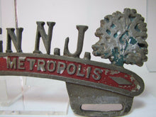 Load image into Gallery viewer, LINDEN NJ INDUSTRY'S METROPOLIS Vanity LIcense Plate Topper Sign Souvenir Ad