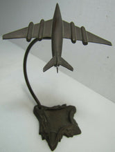 Load image into Gallery viewer, Art Deco Bronze Airplane Tray Ashtray Card Tip Trinket Jet Fighter Plane