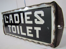 Load image into Gallery viewer, LADIES TOILET Antique Chip Glass Mirror Foil Sign Thick Scalloped Tin Frame ROG