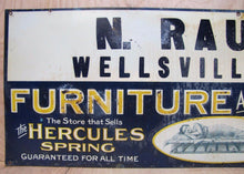 Load image into Gallery viewer, N RAUBER NY FURNITURE BEDDING HERCULES SPRING RAUBER WELLSVILLE NY Old Sign AAW