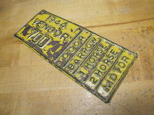 Load image into Gallery viewer, 1944 VENDOR Embossed Tin Truck Auto Plate Sign DOOR BARROW 1 HORSE 2 HORSE MOTOR