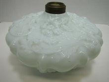 Load image into Gallery viewer, 19c Victorian Spider Webs Leaves Flowers Decorative Arts Milk Glass Oil Lamp