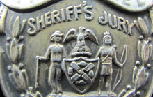 Load image into Gallery viewer, 1908 SHERRIF'S JURY Sterling Silver White Blue Enamel Pinback Medallion Pin